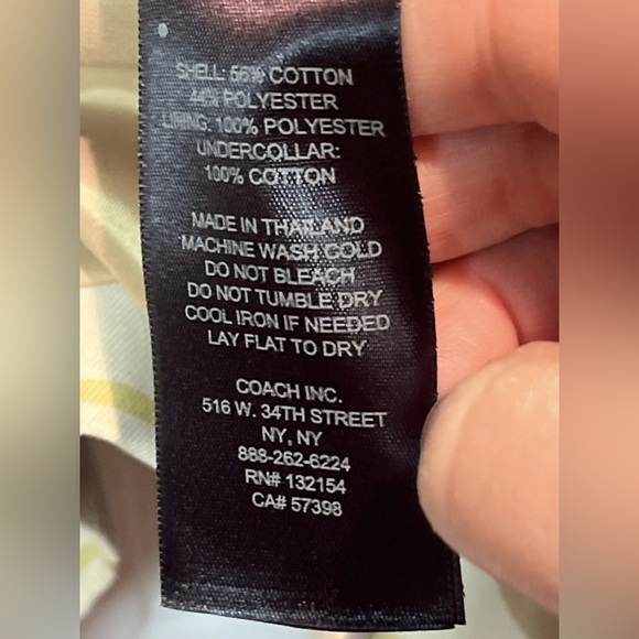 56. Coach Tattersall Ivory Plaid Short Belted Trench Coat, Size XS - Picture 9 of 9